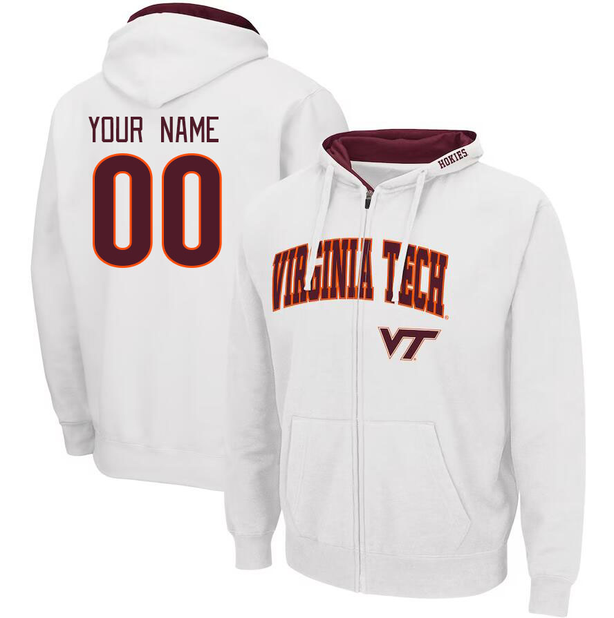 Custom Virginia Tech Hokies Name And Number College Hoodie-White